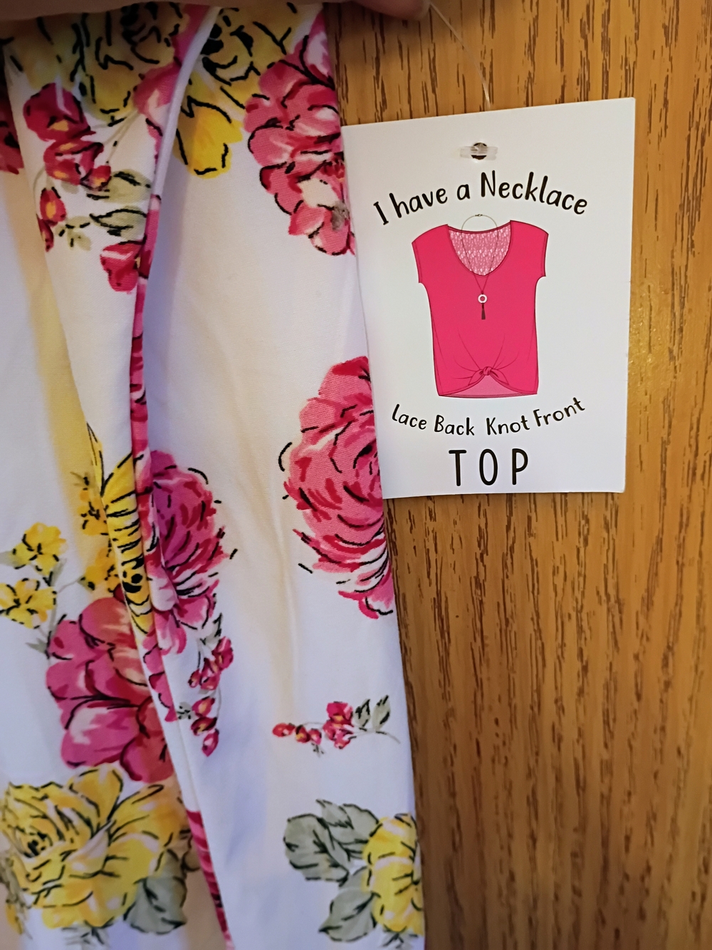 Bobbie Brooks White Short-Sleeve Floral Tie-Front Top with Lace- NWT - Picture 5 of 8